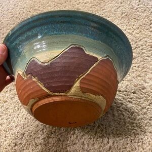 Shawnee Mountain Pottery Ceramic Bowl Handmade Multi-Colored